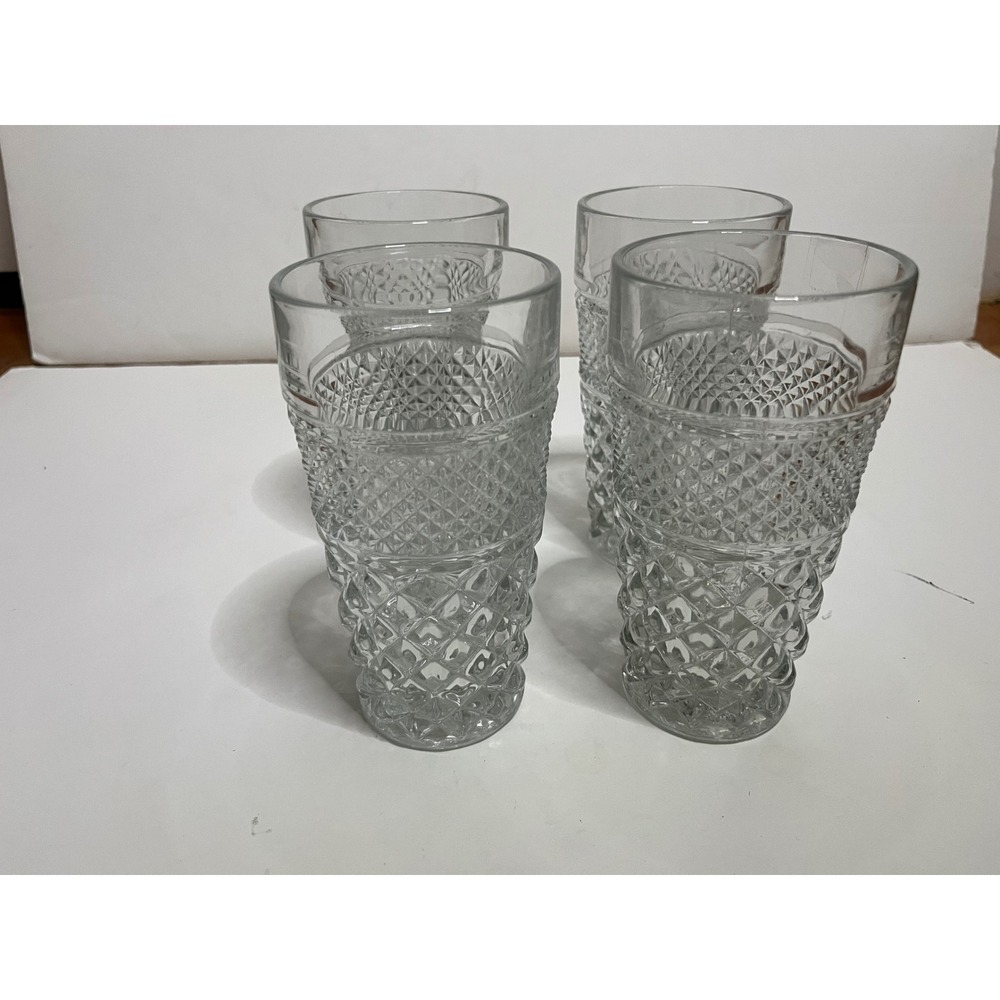 Vintage Anchor Hocking Wexford diamond pattern tumblers 5.5"